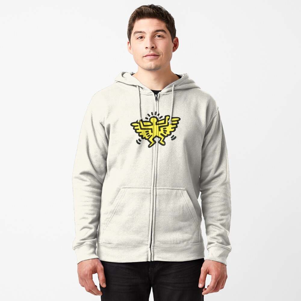Keith Haring Hoodie, Keith Haring Angel Icon Zipped Hoodie#3