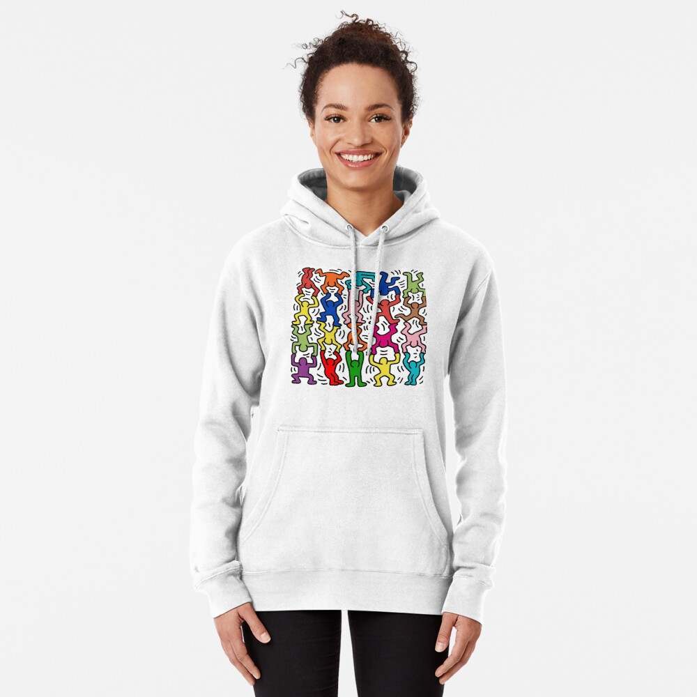 Keith Haring Hoodie, Keith Haring Rainbow Man Pullover Hoodie#3