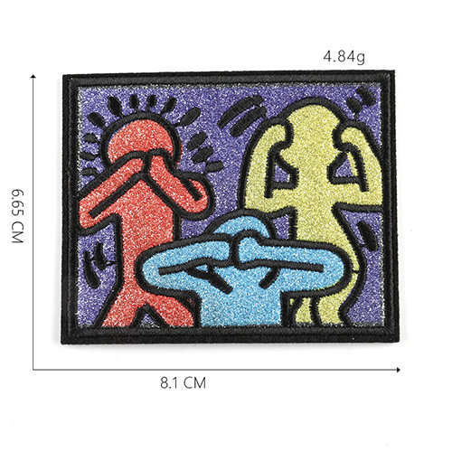 Keith Haring Cover Eyes Art Cloth Crafts Iron-On Sewing Patch#1
