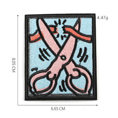 Keith Haring Scissors Art Cloth Crafts Iron-On Sewing Patch#1