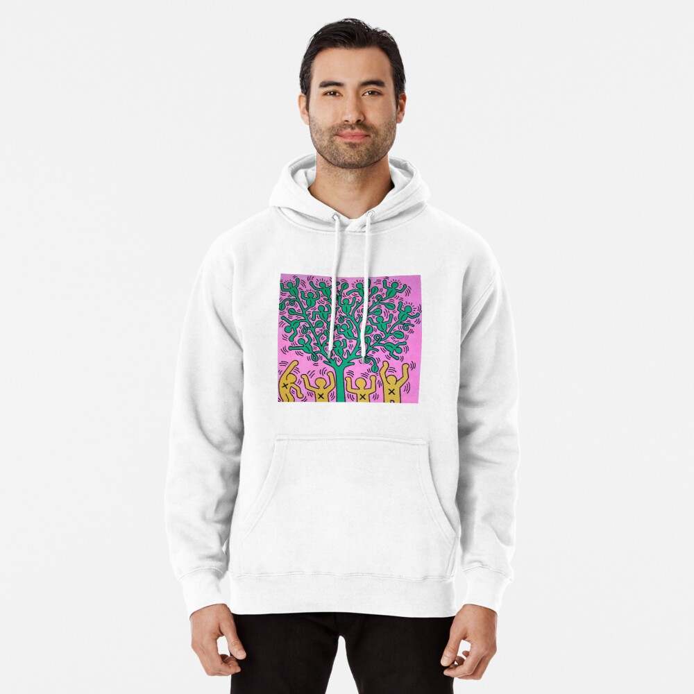 Keith Haring Hoodie, Keith Haring Plant People Trees Pullover Hoodie#3