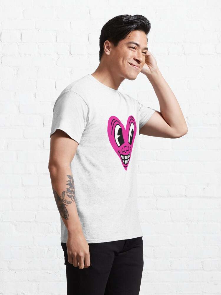 Keith Haring Smiling Heart Tee Shirt, Pink Smiling Heart Classic T-Shirt#4