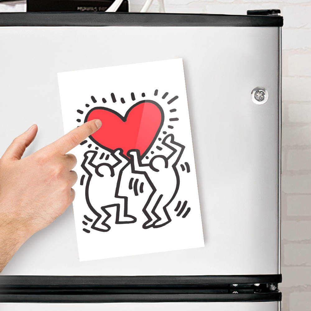 Keith Haring Fridge Magnet Holding Heart Fridge Magnet