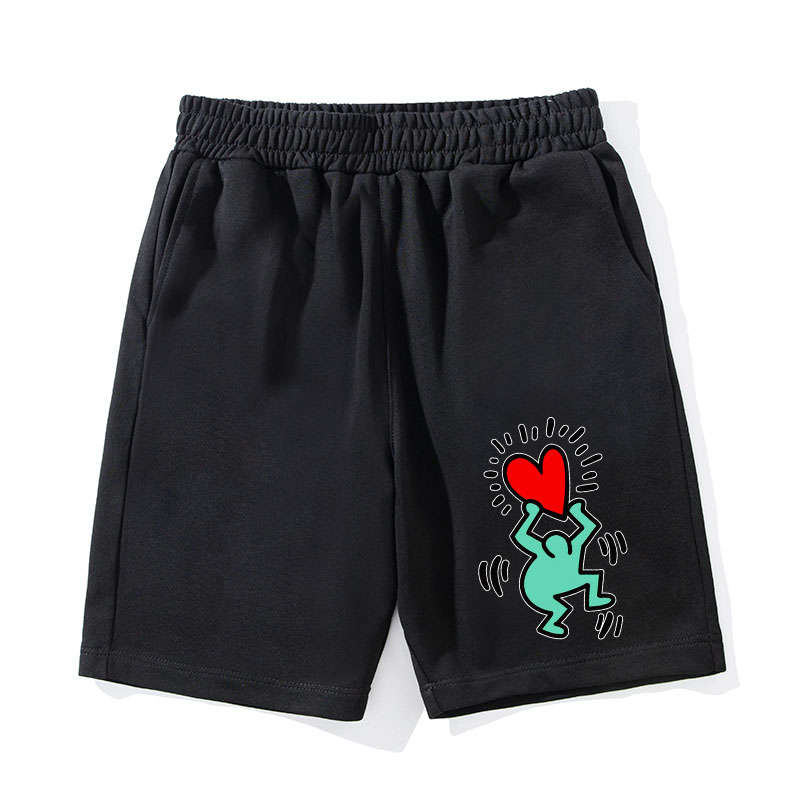 Keith Haring Green People Holding Heart Shorts Gift for Fans#1