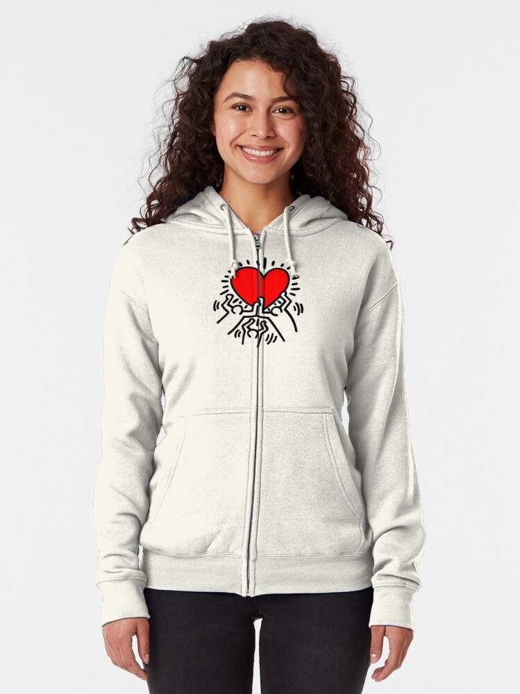 Keith Haring Hoodie, Keith Haring Love Family Zipped Hoodie#1