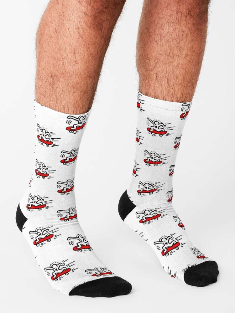 Keith Haring Socks, Lets Go Skateboard Socks#3