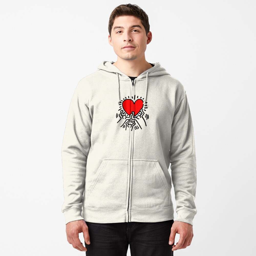 Keith Haring Hoodie, Keith Haring Love Family Zipped Hoodie#3