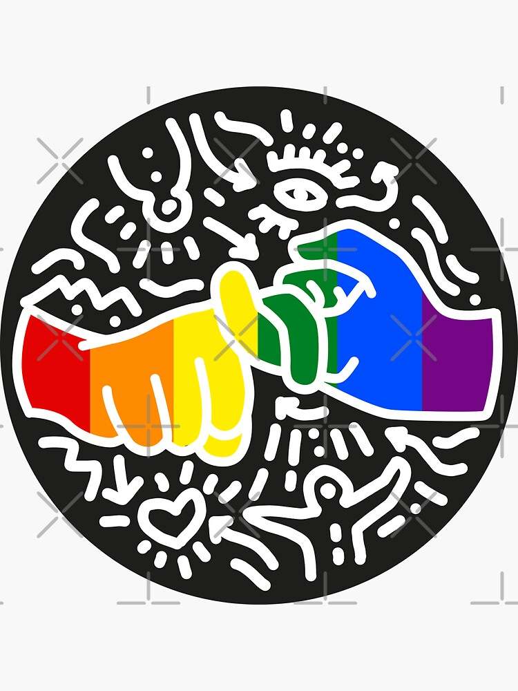 ASL sign for Friend -Pop Art Style Pride Love Sticker Keith Haring Sticker Show your Personality#2