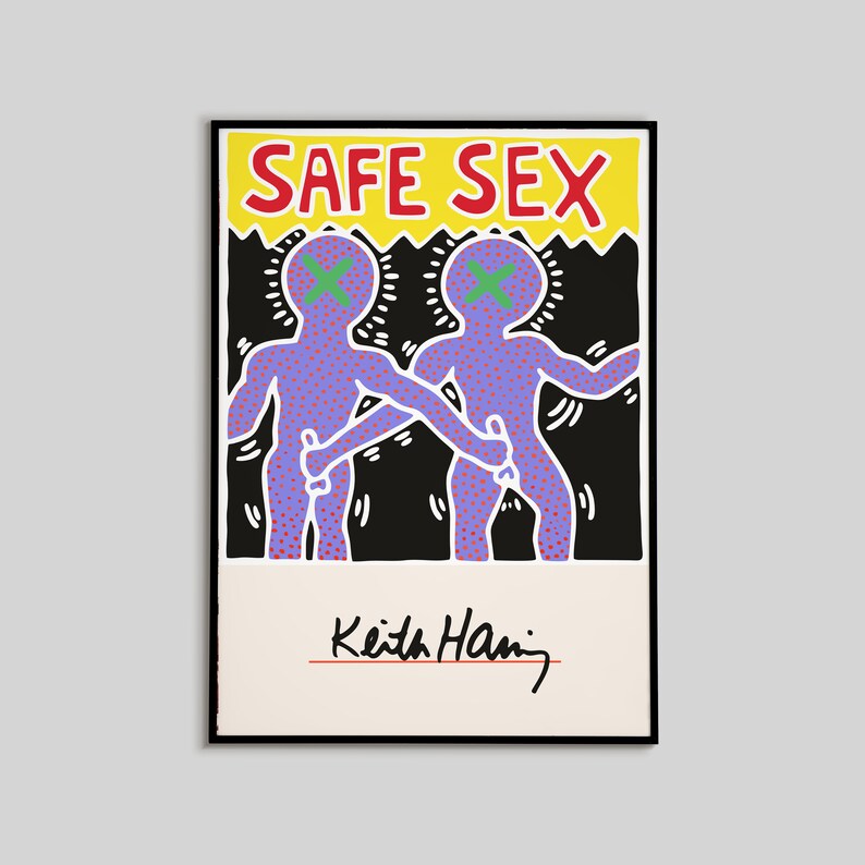 Keith Haring Poster, Keith Haring Safe Sex Purple People Poster | Keith ...