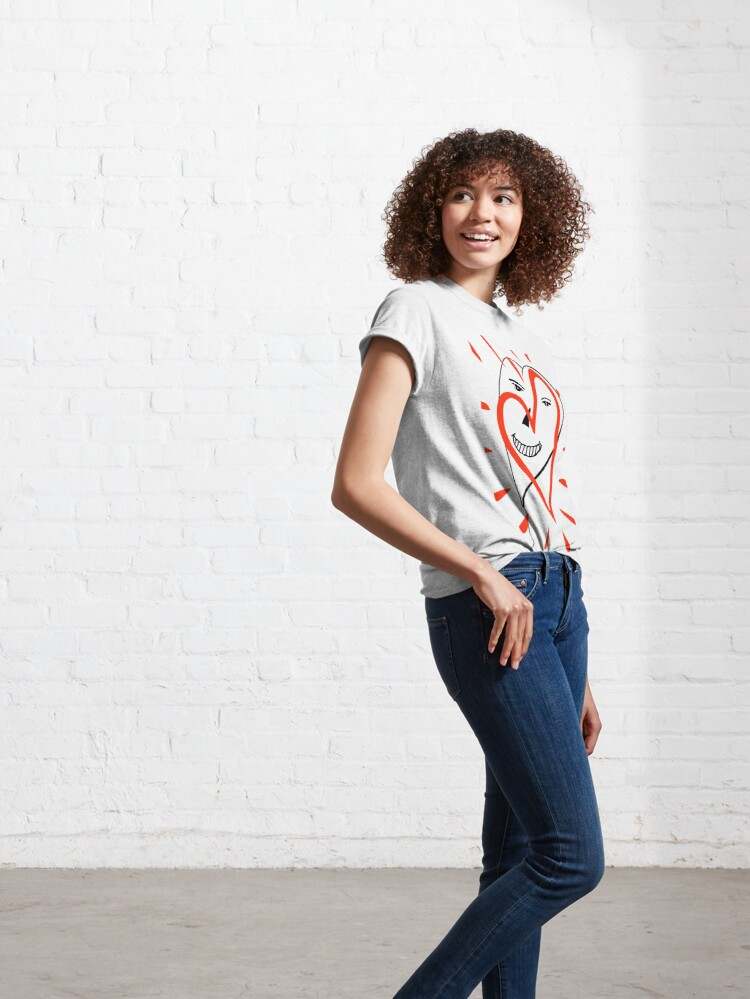 Keith Haring Smiling Heart Tee Shirt, Cool Guy Face With Heart T-Shirt#5