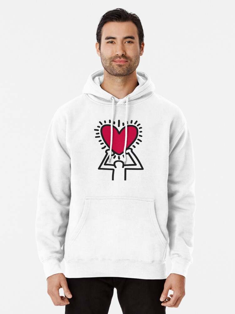 Keith Haring Hoodie, Keith Haring I Heart You Pullover Hoodie#1