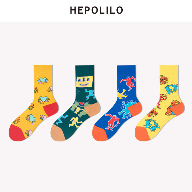 Colorful Socks, Keith Haring Socks Long Socks#1