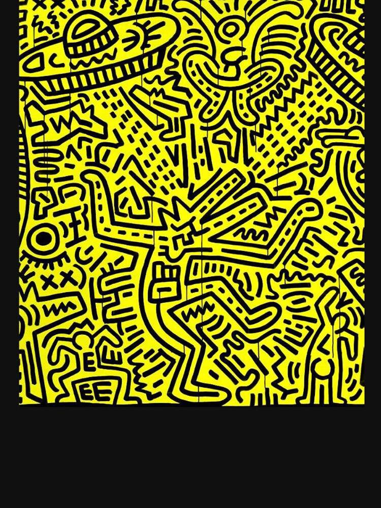 Keith Haring Hoodie, Keith Haring Yellow UFO art Lightweight Hoodie#2