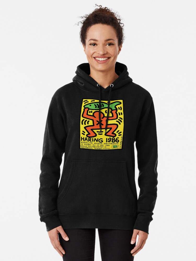 Keith Haring Hoodie, Fishing Haring 1986 Pullover Hoodie#1