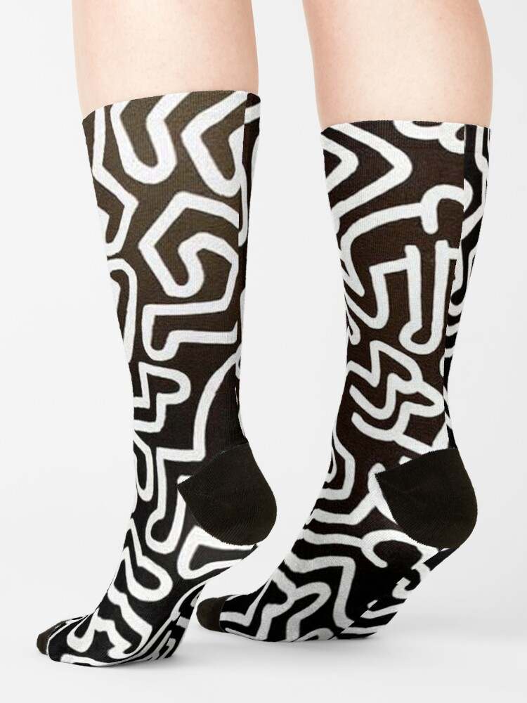 Keith Haring Socks, Black Line Dance Socks#4