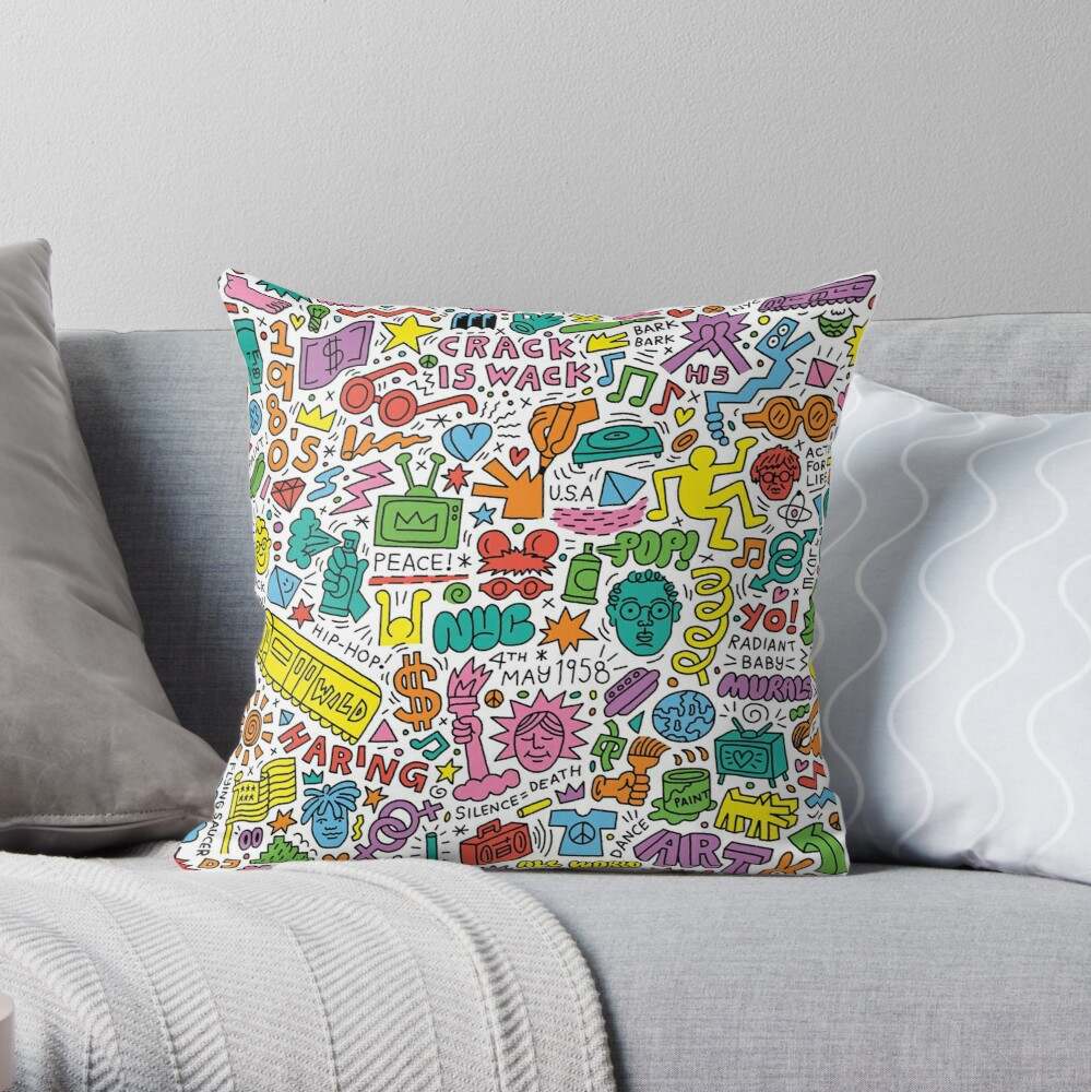 Keith Haring Pillow, NYC Crack Is Wack Pillow#1