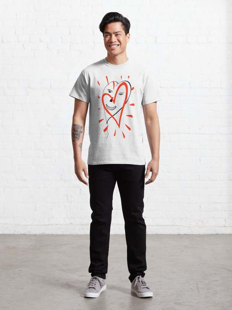 Keith Haring Smiling Heart Tee Shirt, Cool Guy Face With Heart T-Shirt#2