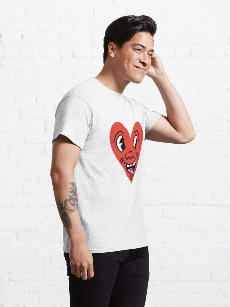 Keith Haring Smiling Heart Tee Shirt, Red Laughing Heart Classic T-Shirt#4