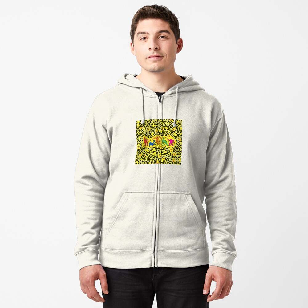 Keith Haring Hoodie, Keith Haring Yellow June Zipped Hoodie#3