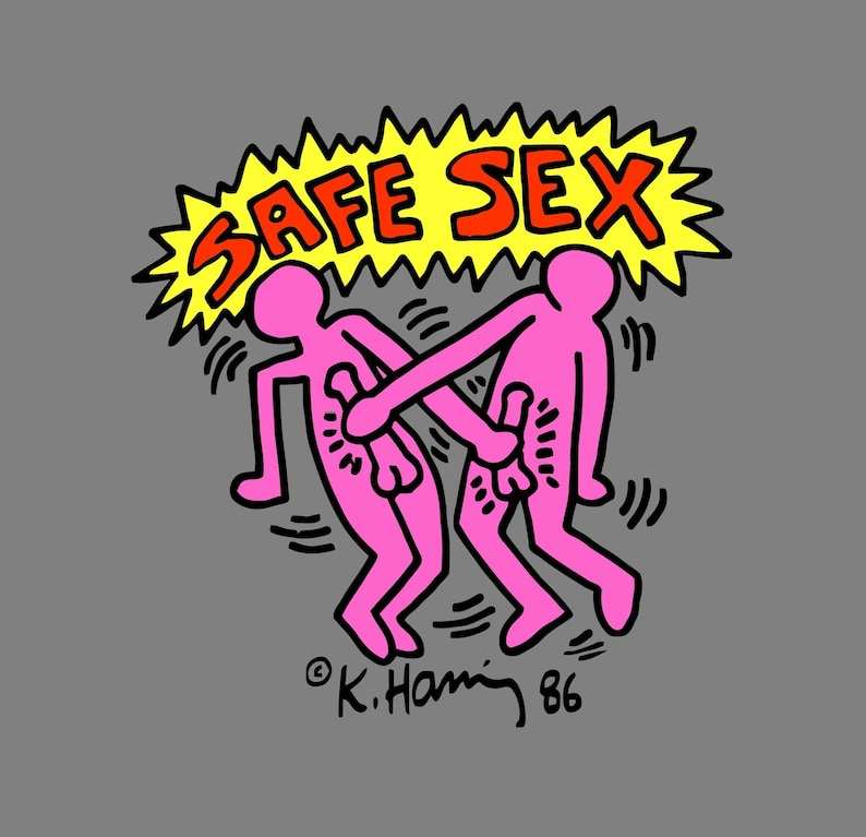 Keith Haring Poster, Keith Haring Safe Sex Pink People Poster#1