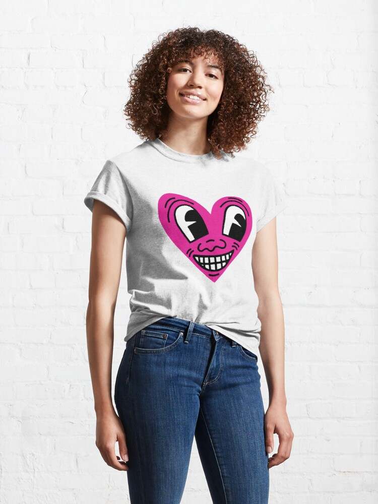 Keith Haring Smiling Heart Tee Shirt, Pink Smiling Heart Classic T-Shirt#3