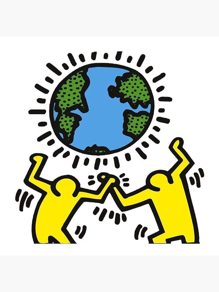 Keith Haring Pillow, Pop Art Earth Planet Pillow#3