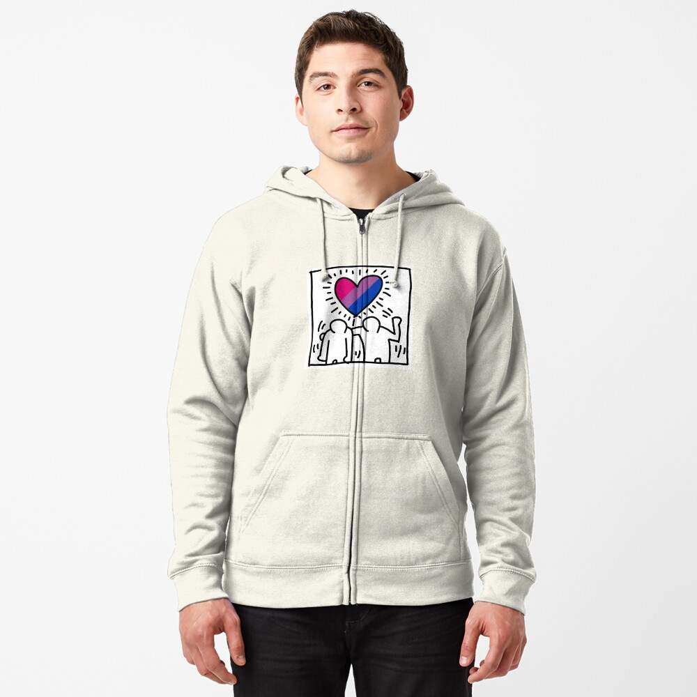 Bi Flag Haring Zipped Hoodie Keith Haring Zip Up Hoodie A Unique Gift Idea#3