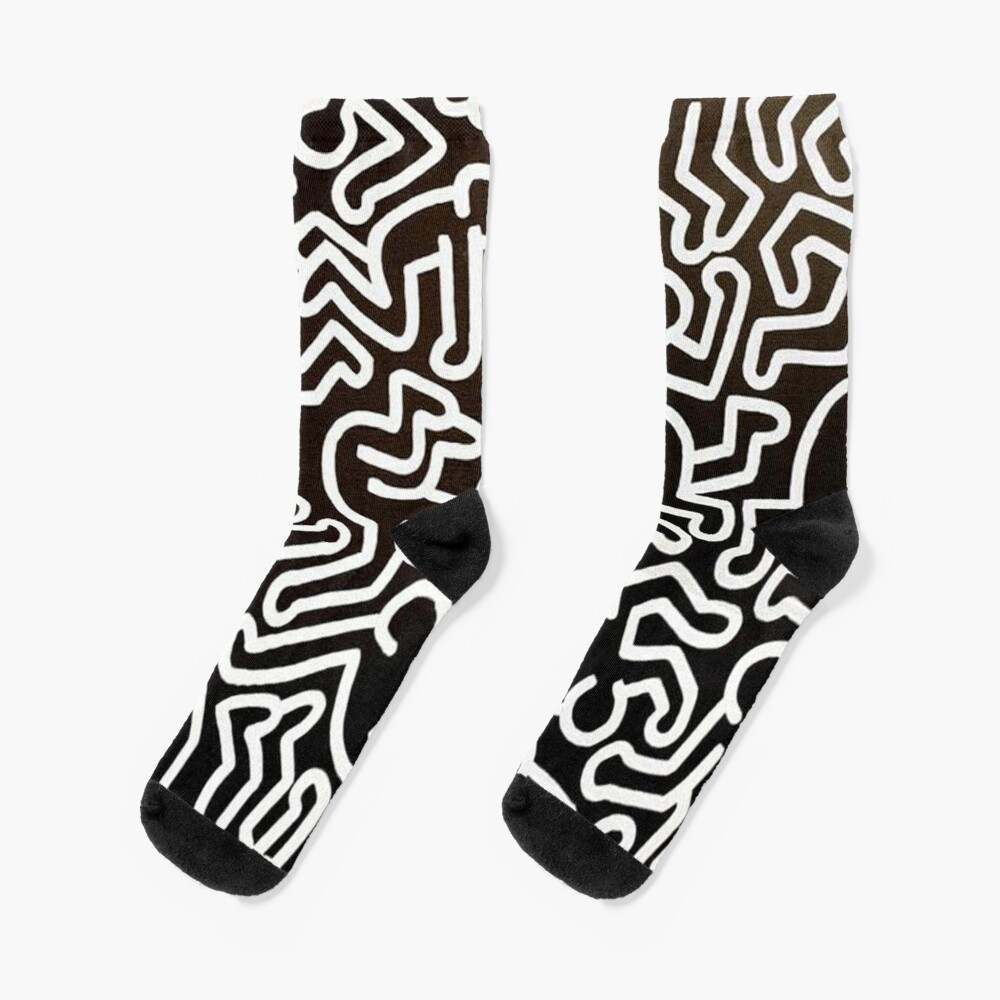 Keith Haring Socks, Black Line Dance Socks#1