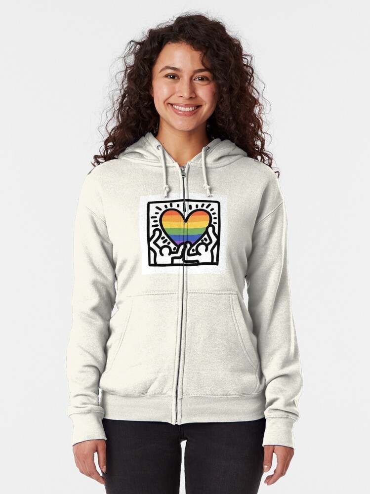 Keith Haring One Love Zipped Hoodie Keith Haring Zip Up Hoodie A Unique Gift Idea#1