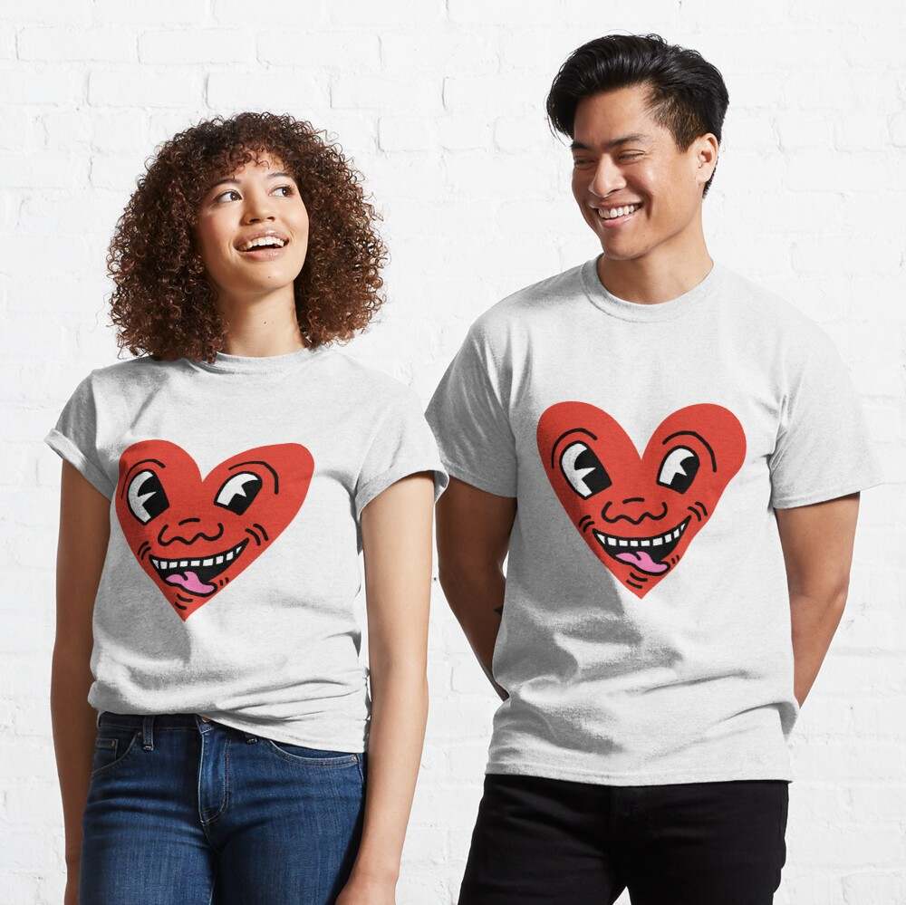 Keith Haring Smiling Heart Tee Shirt, Red Laughing Heart Classic T-Shirt#1
