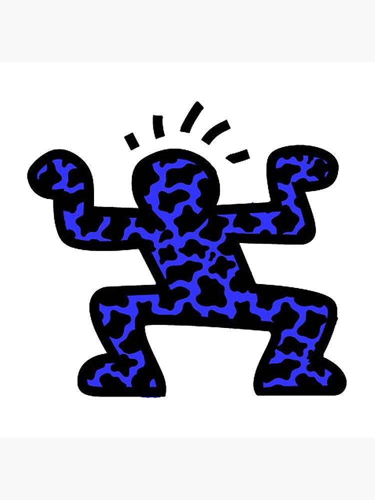 Keith Haring Pillow, Blue People Dance Pillow#3