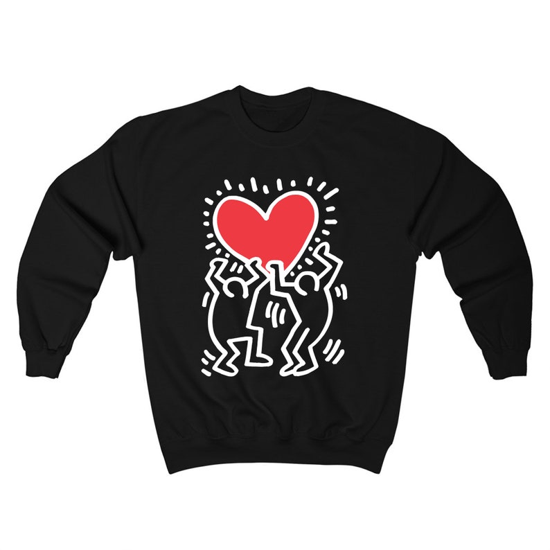 Keith Haring Men Heart Love Logo Symbol Men's White Grey Black ...