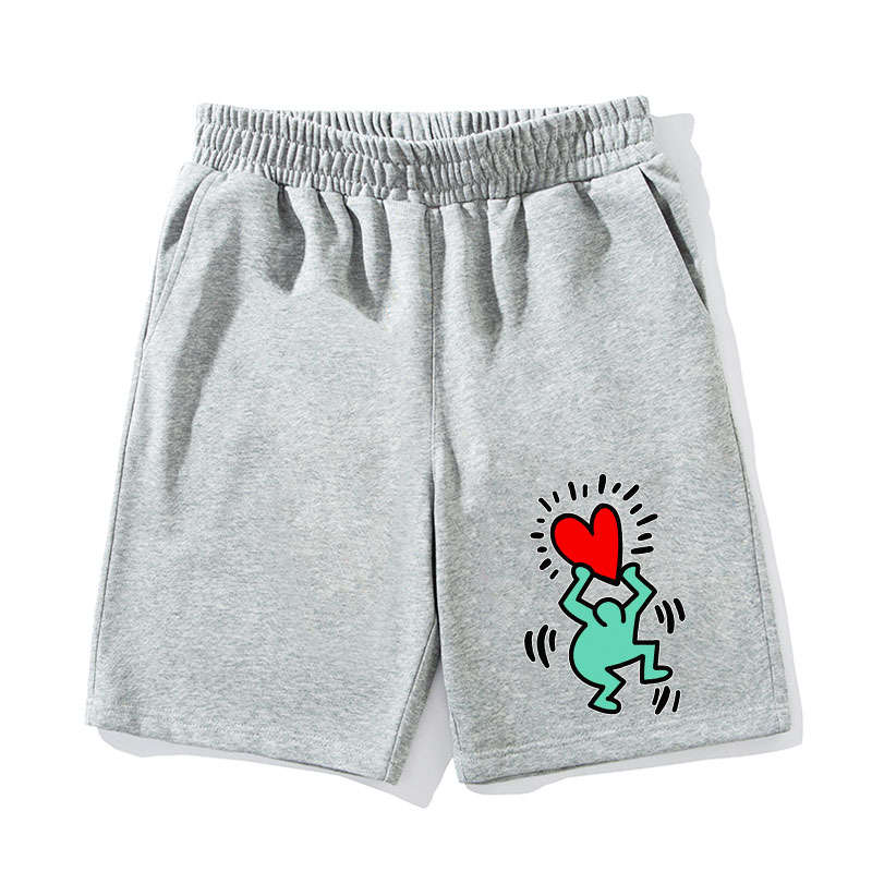 Keith Haring Green People Holding Heart Shorts Gift for Fans#2