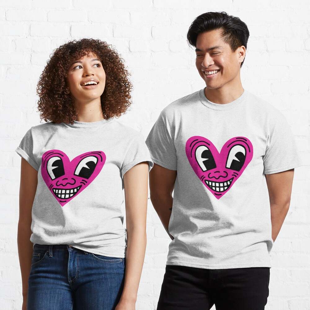 Keith Haring Smiling Heart Tee Shirt, Pink Smiling Heart Classic T-Shirt#1