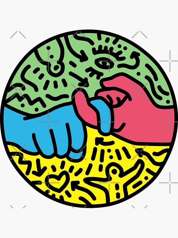 ASL sign for Friend - Pop Art Style Sticker Keith Haring Sticker Show your Personality#2
