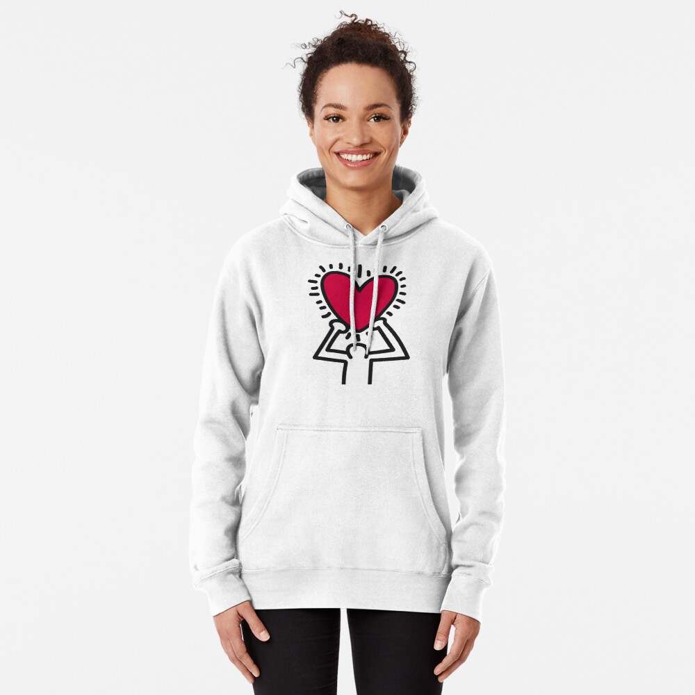 Keith Haring Hoodie, Keith Haring I Heart You Pullover Hoodie#3