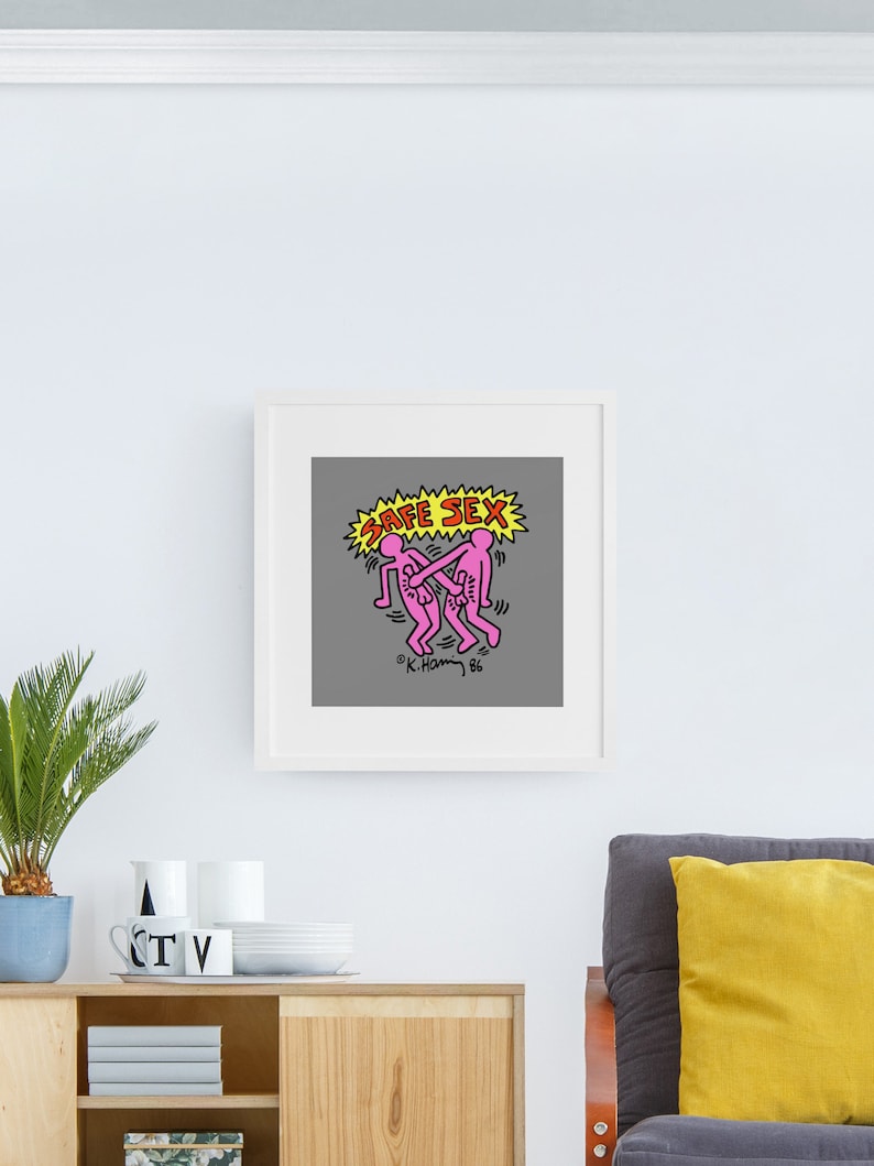 Keith Haring Poster, Keith Haring Safe Sex Pink People Poster | keith ...