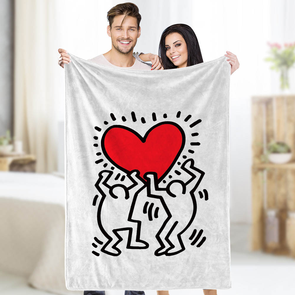 Keith Haring Blanket Holding Heart Blanket