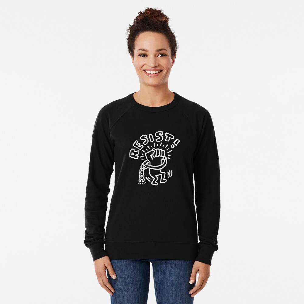 Keith Haring Hoodie, Keith Haring Resist Tittle Lightweight Sweatshirt#3