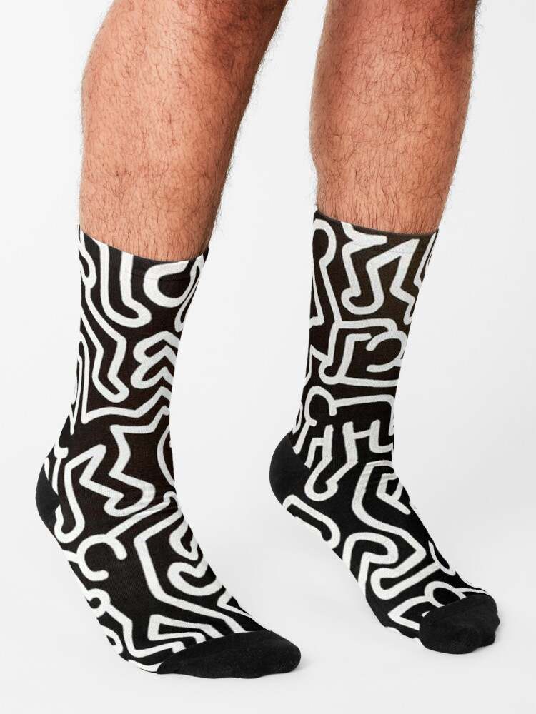 Keith Haring Socks, Black Line Dance Socks#3