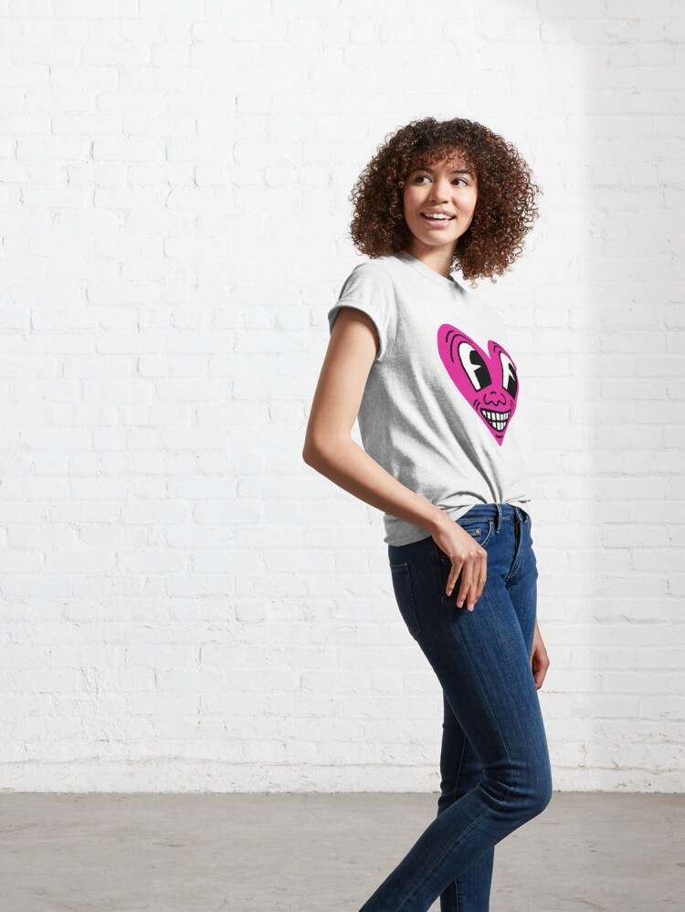 Keith Haring Smiling Heart Tee Shirt, Pink Smiling Heart Classic T-Shirt#5