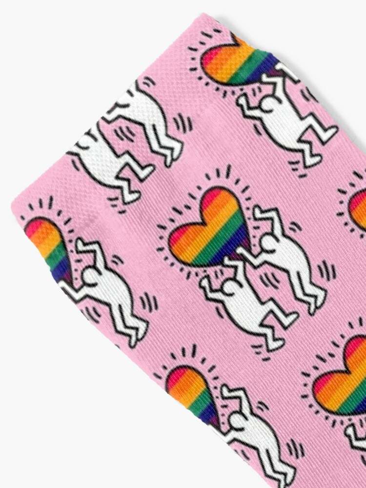 Keith Haring Socks, Two Pink Wall Socks#2