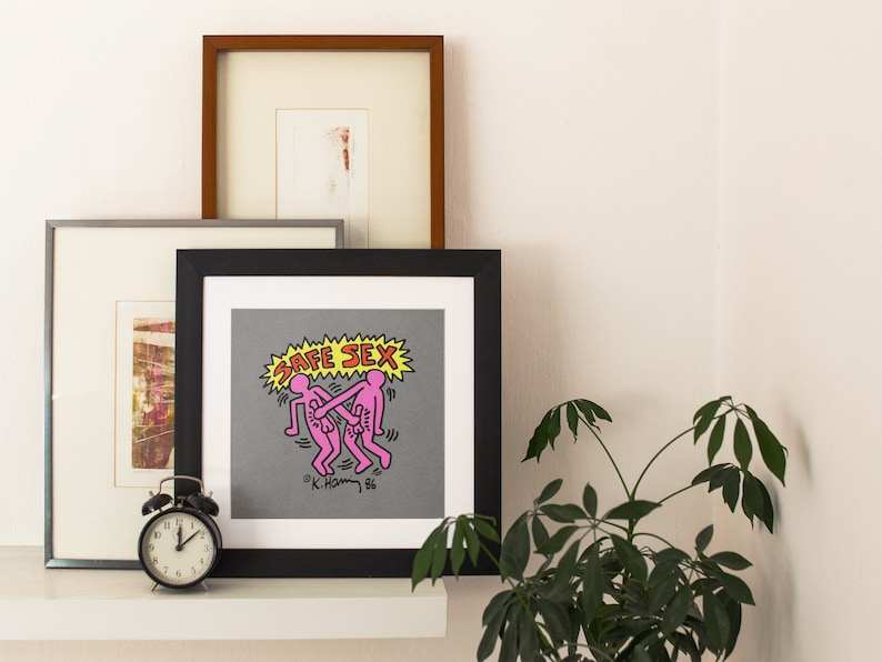 Keith Haring Poster, Keith Haring Safe Sex Pink People Poster#3