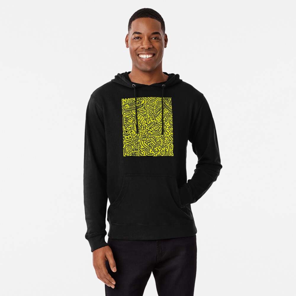 Keith Haring Hoodie, Keith Haring Yellow UFO art Lightweight Hoodie#3