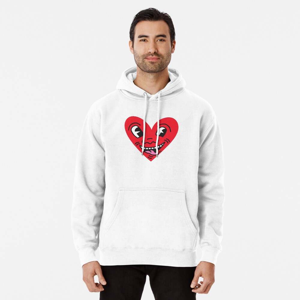 Keith Haring Hoodie, Smiling Heart Love Heart Pullover Hoodie#3
