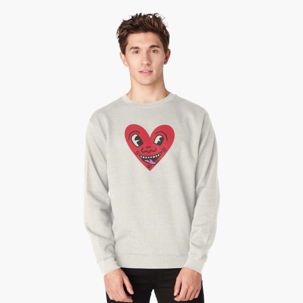 Keith Haring Sweatshirt, Love With Flaw Smiling Heart Sweatshirt#2