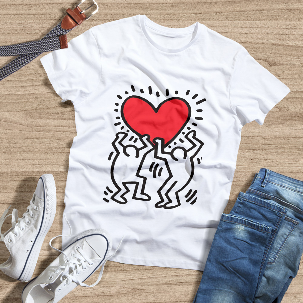 Keith Haring T-shirt Holding Heart T-shirt | Www.keith-haring.store