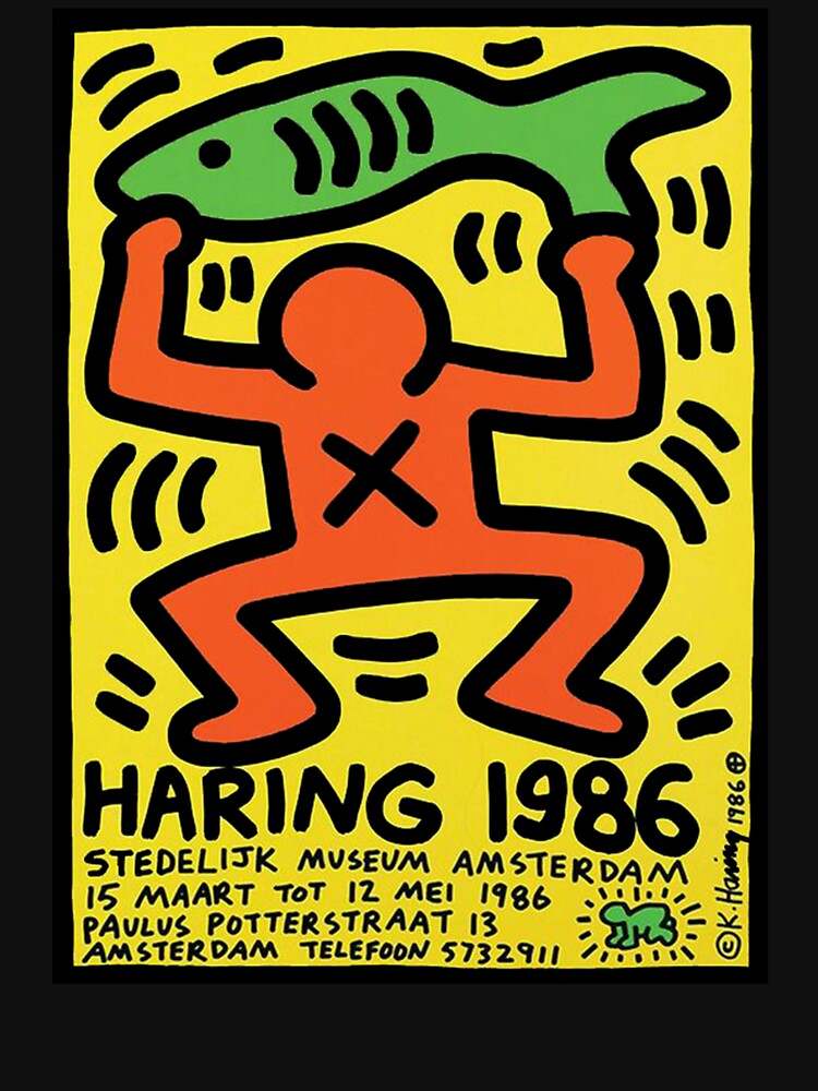 Keith Haring Hoodie, Fishing Haring 1986 Pullover Hoodie#2