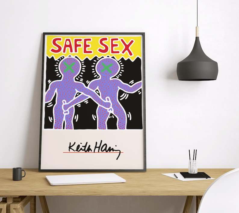 Keith Haring Poster, Keith Haring Safe Sex Purple People Poster#3