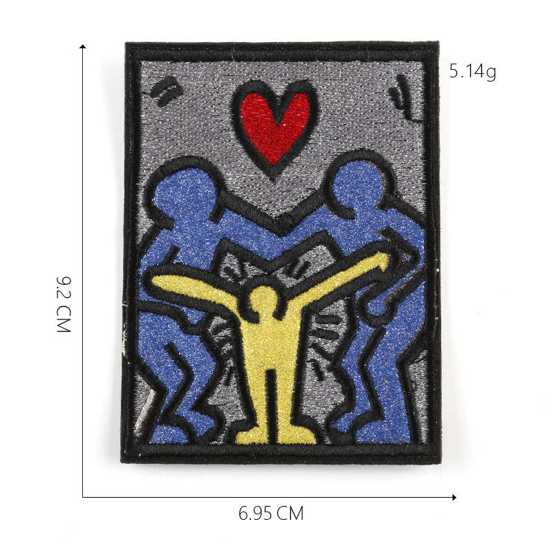 Keith Haring Family Heart Art Cloth Crafts Iron-On Sewing Patch#1